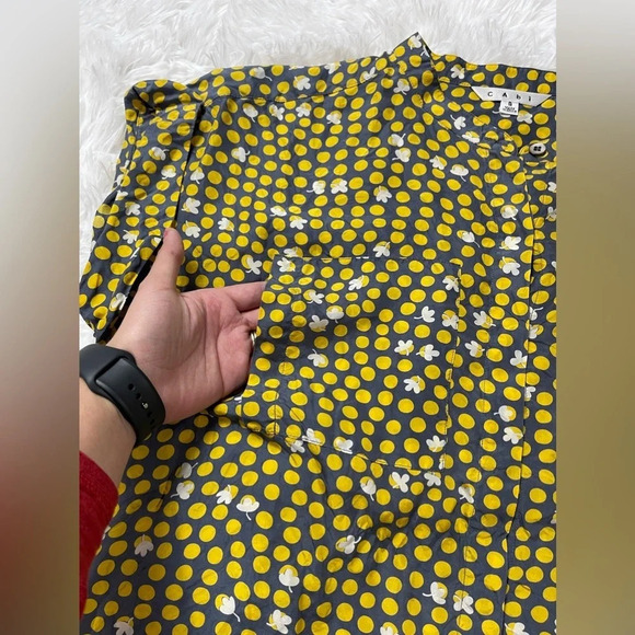 CAbi 100% Silk Clover Polka Dot Short Sleeve Button Down Blouse Women’s Size S - Picture 10 of 13